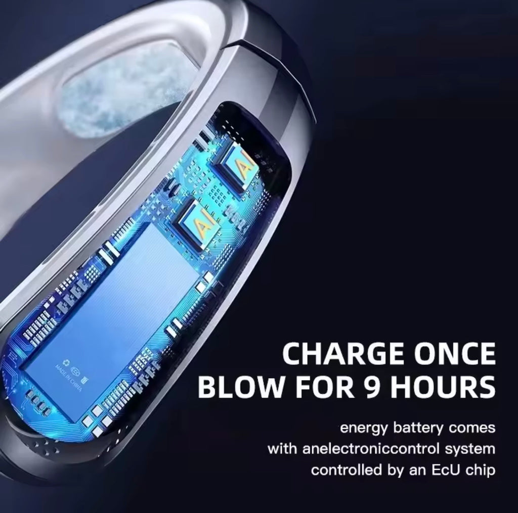 Wearable Bladeless Neck Fan | Hands-Free USB Rechargeable Headphone-Design Cooling Fan for Running & Travel