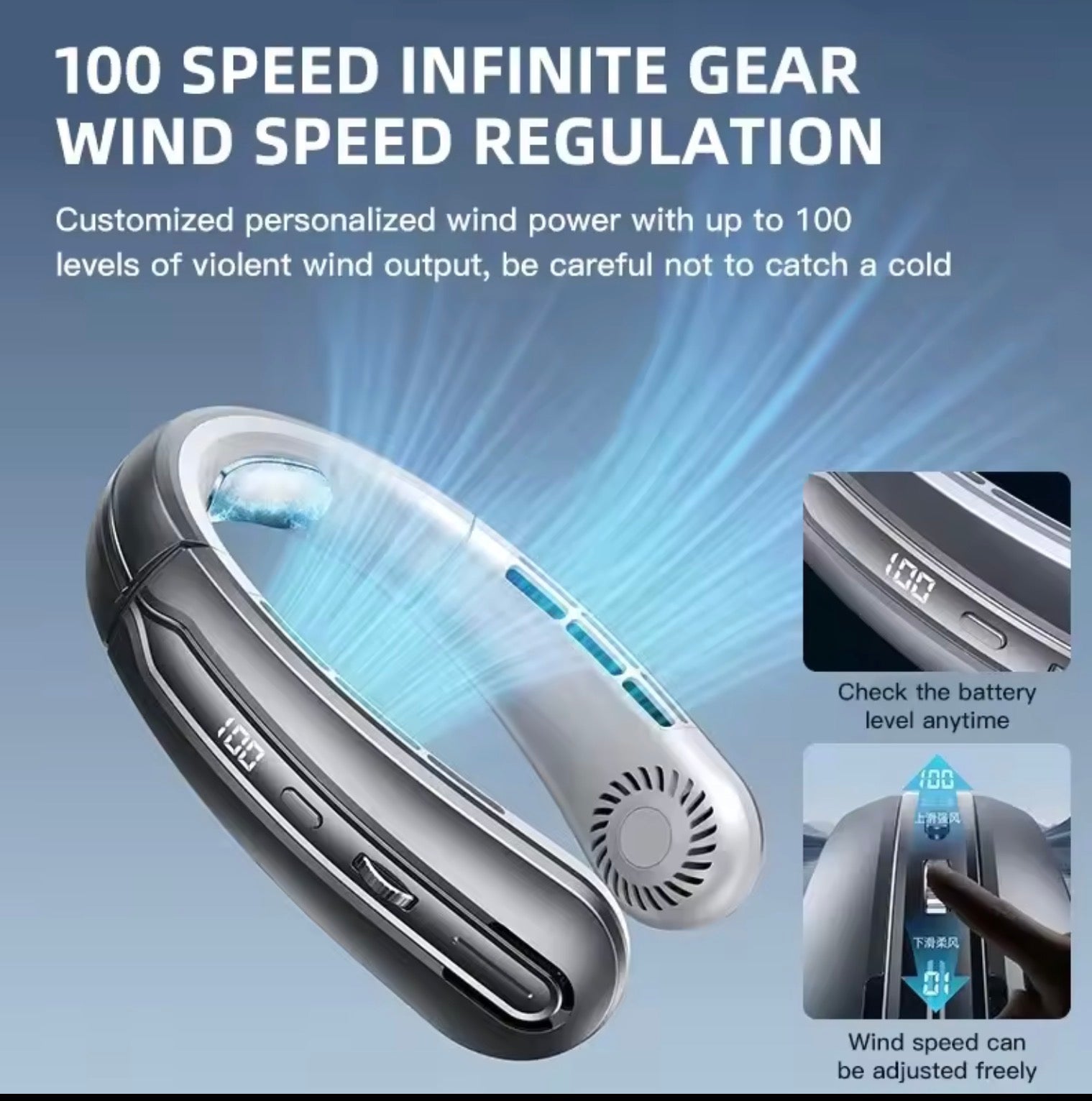 Wearable Bladeless Neck Fan | Hands-Free USB Rechargeable Headphone-Design Cooling Fan for Running & Travel