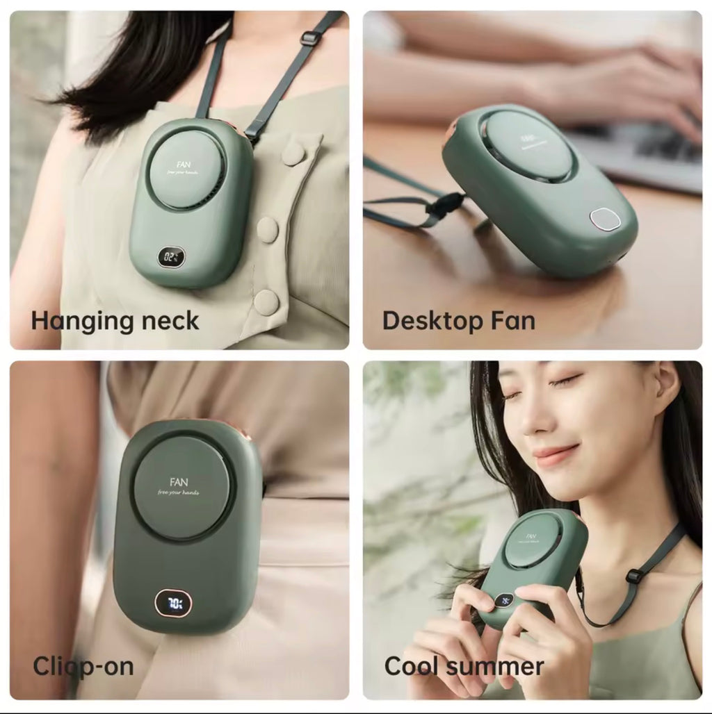 Mini Hands-Free Wearable Waist Fan | Portable Shirt Clip & Neck Fan for Outdoor Work & Construction