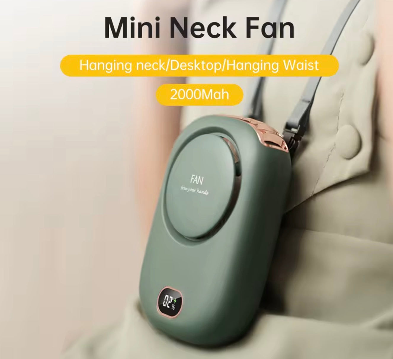 Mini Hands-Free Wearable Waist Fan | Portable Shirt Clip & Neck Fan for Outdoor Work & Construction
