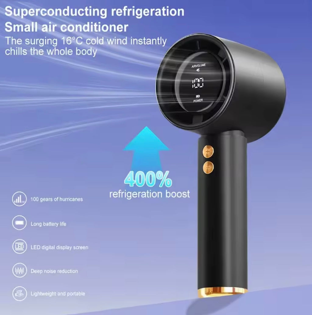 High-Speed Portable Turbo Handheld Fan | 100-Speed Adjustable Jet Fan Air Cooler for Extreme Heat Relief