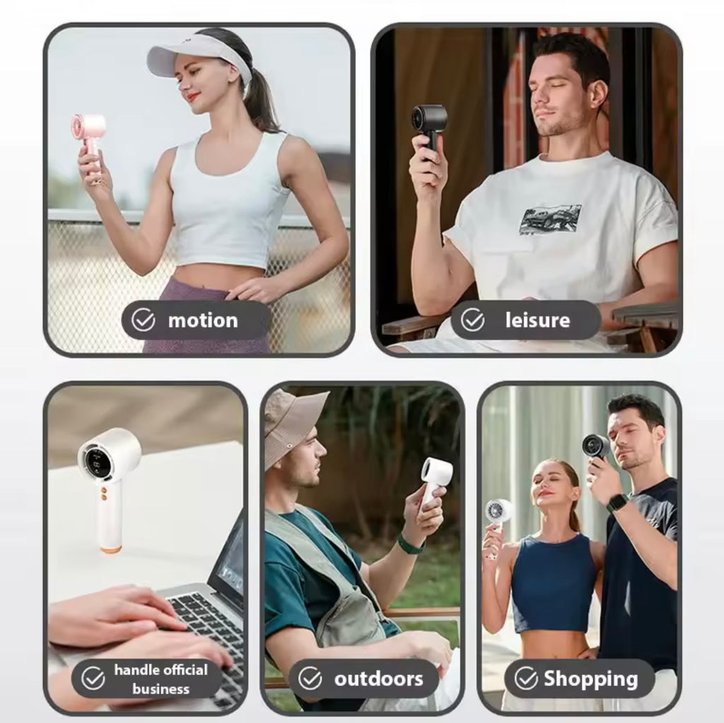 High-Speed Portable Turbo Handheld Fan | 100-Speed Adjustable Jet Fan Air Cooler for Extreme Heat Relief