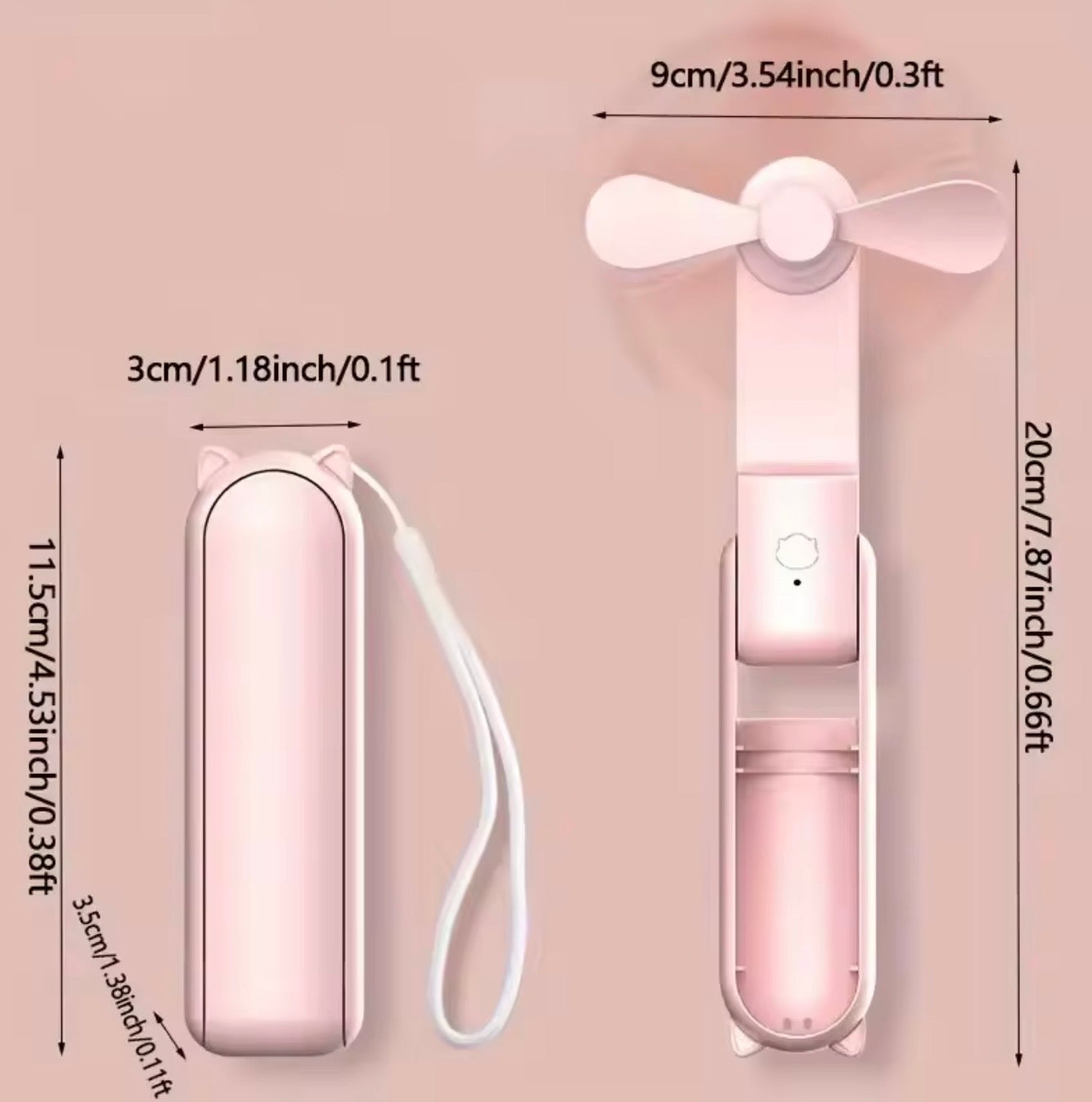 3-Speed Foldable Mini Handheld Fan | USB Rechargeable Portable Pocket Fan for Commuting & Travel