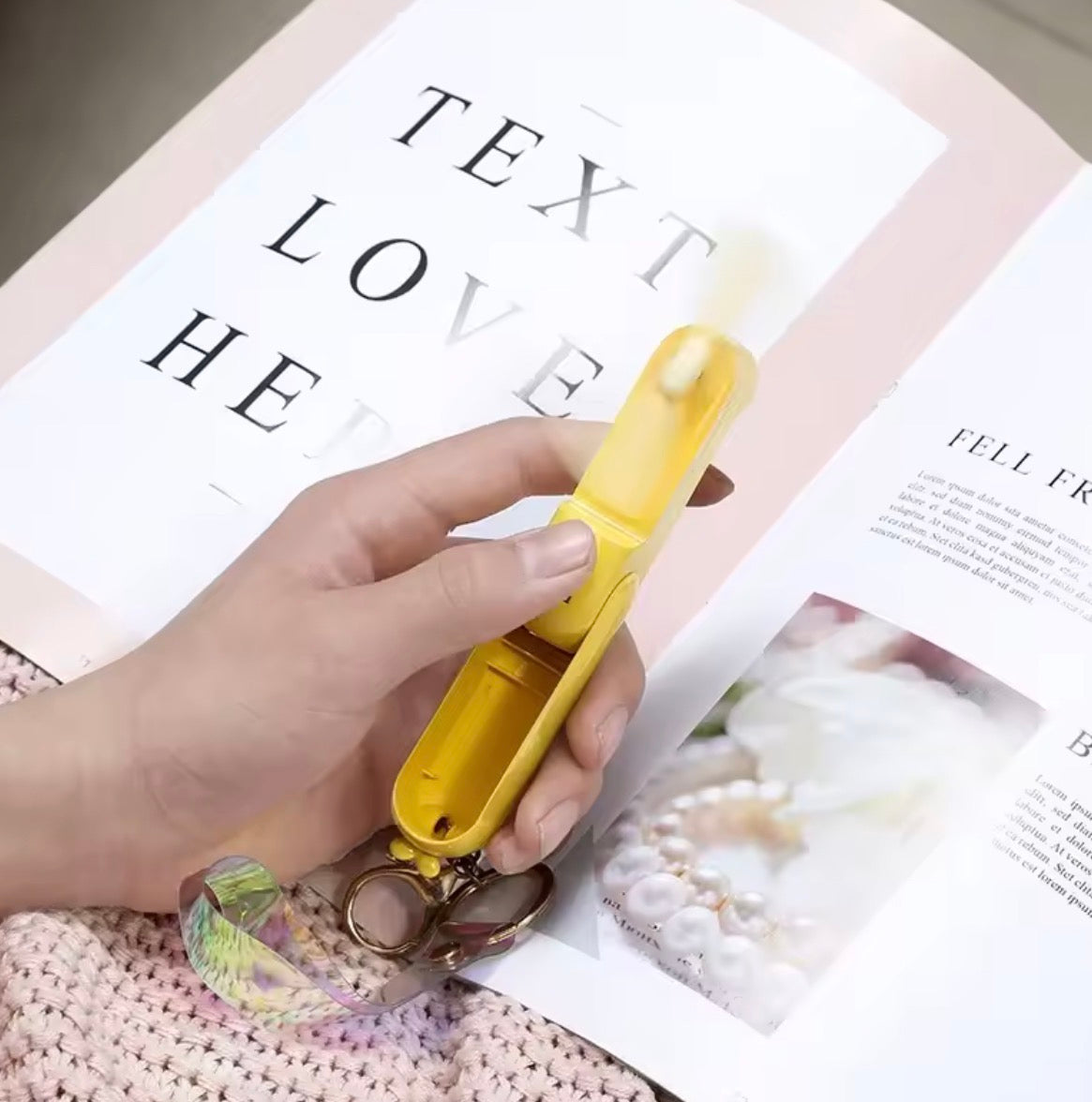 Cute Mini Foldable Handheld Fan | USB Rechargeable Battery-Powered Pocket Fan for Makeup & Travel