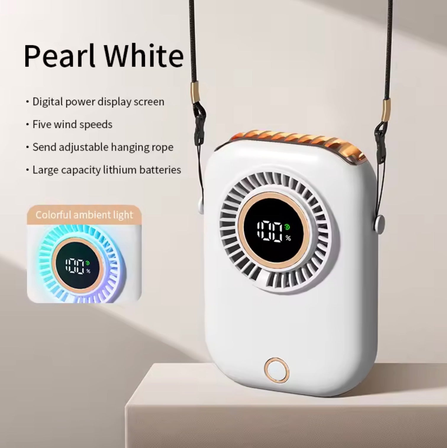 5-Speed Wearable Hanging Neck Fan | Colorful Portable Hands-Free Cooling Fan for Travel & Sports