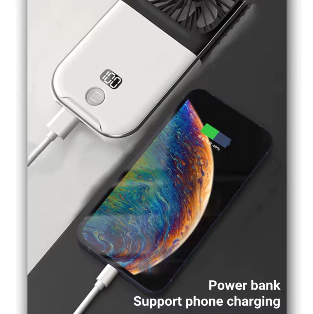3-in-1 Foldable Hanging Neck Fan | Hands-Free Wearable Pocket Fan & Desktop Phone Stand for Travel