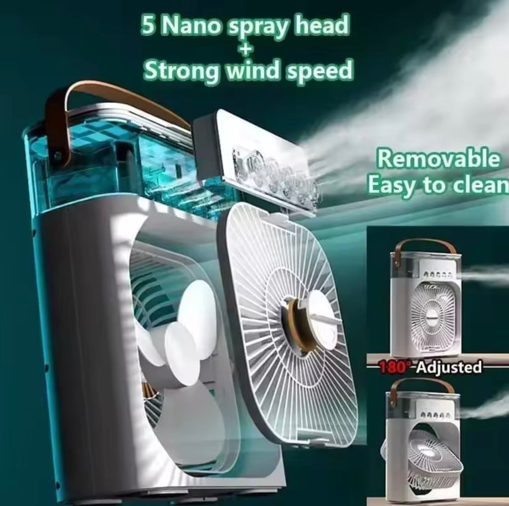3-in-1 Portable Personal Air Cooler | Small Evaporative AC Fan with LED Night Light for Nightstand & Desk