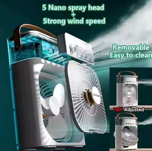 3-in-1 Portable Personal Air Cooler | Small Evaporative AC Fan with LED Night Light for Nightstand & Desk
