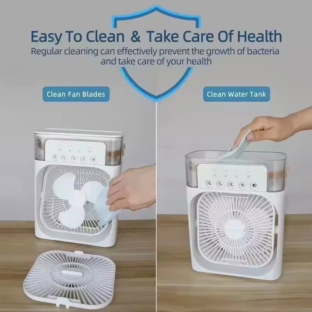 3-in-1 Portable Personal Air Cooler | Small Evaporative AC Fan with LED Night Light for Nightstand & Desk