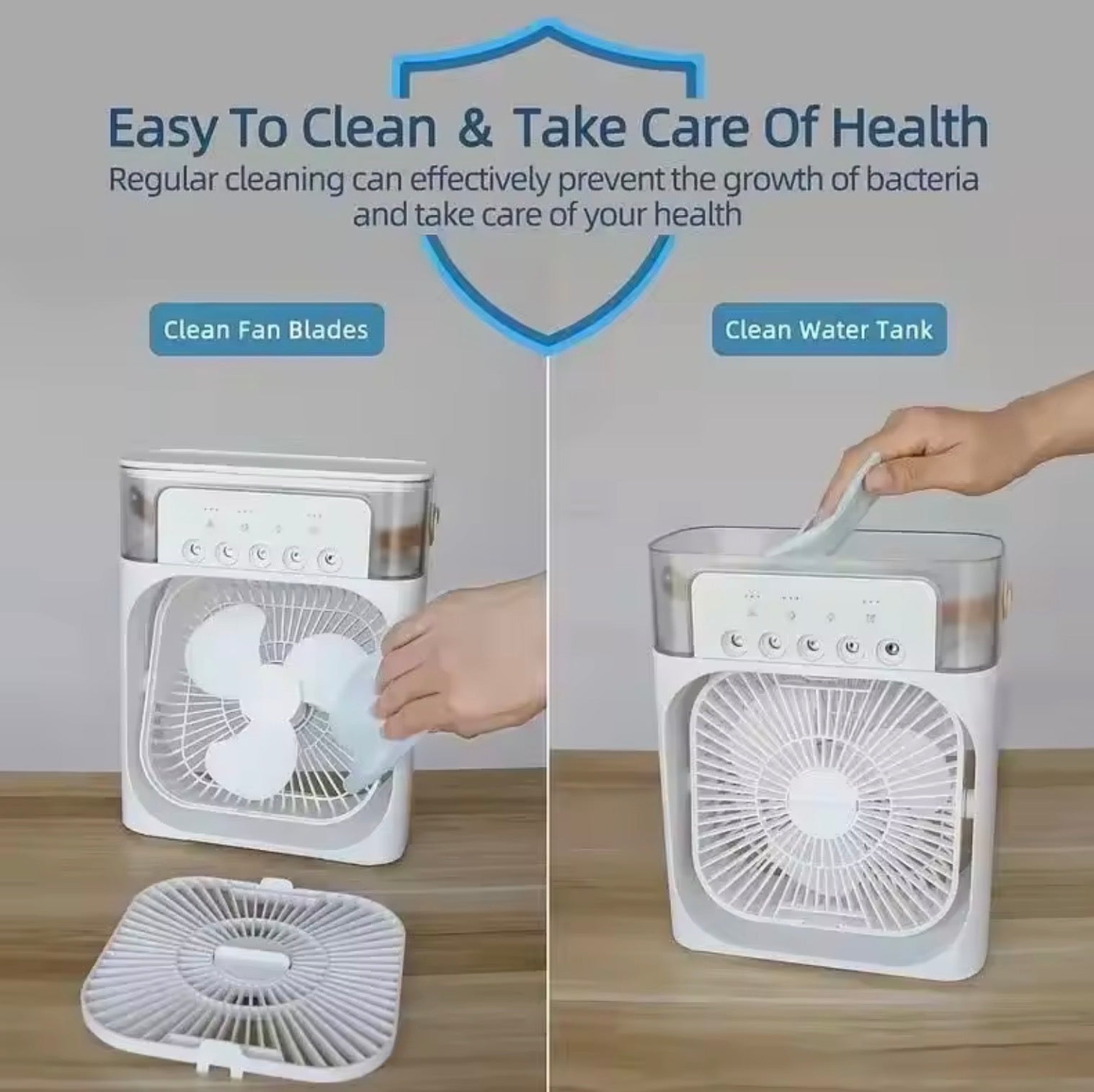 3-in-1 Portable Personal Air Cooler | Small Evaporative AC Fan with LED Night Light for Nightstand & Desk