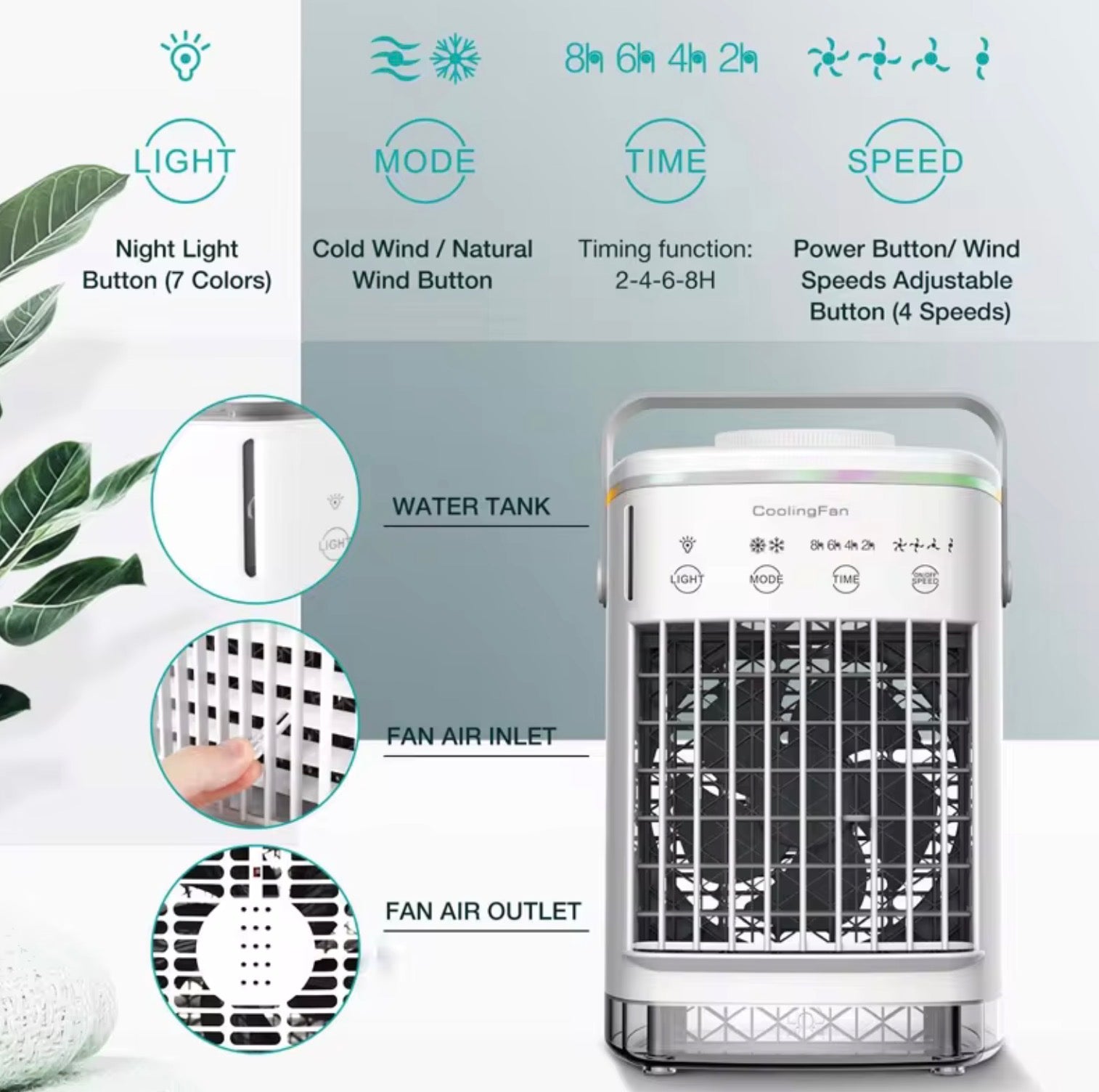Compact USB Personal Air Cooler | Mini Evaporative Conditioning Fan & Humidifier for Desktop Nightstand
