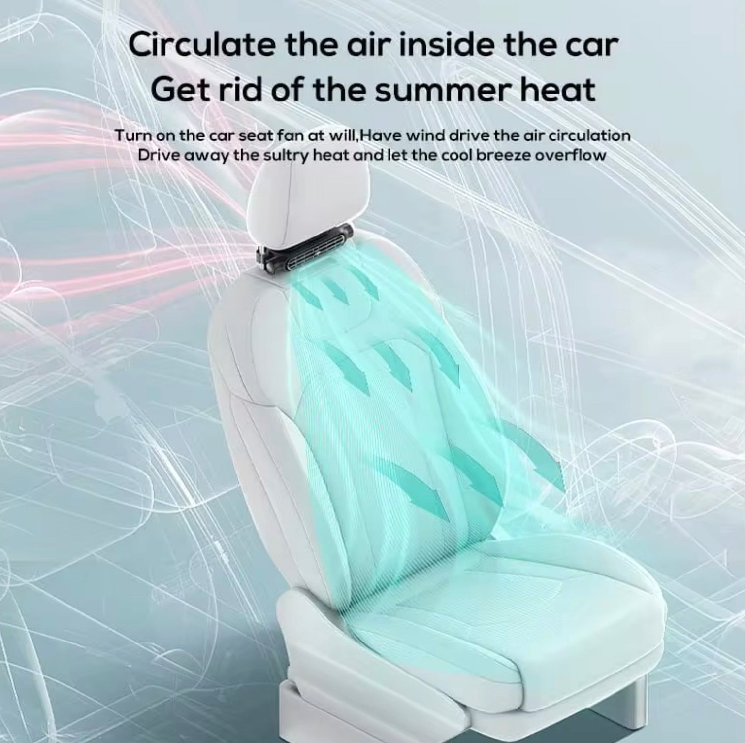 3-Speed USB Car Headrest Cooling Fan | Adjustable Backseat Air Ventilator for Front & Rear Passengers | Car Interior Accessory