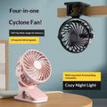 720° Rotatable Rechargeable Clip-On Fan | Portable Hanging Desk Fan with Night Light for Camping, Strollers, & Office