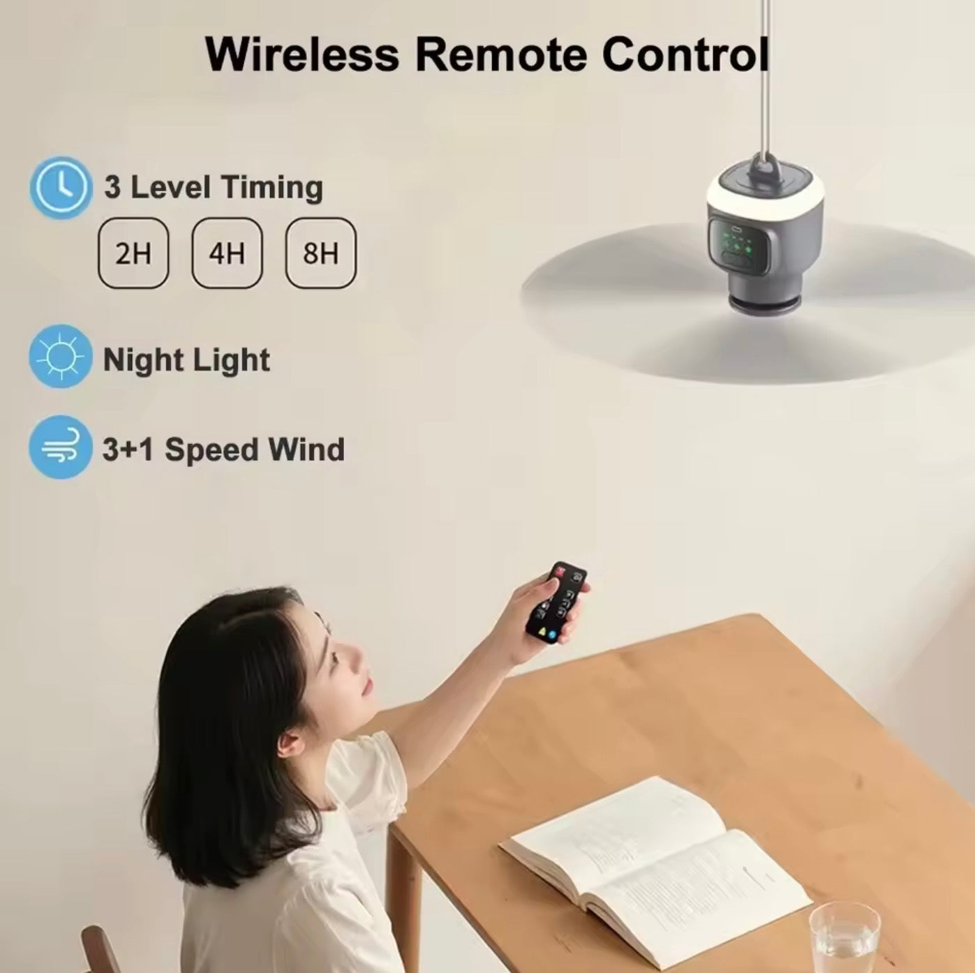 12000mAh High-Capacity Portable Outdoor Fan | Rechargeable Hanging Ceiling Fan for Camping & Patios