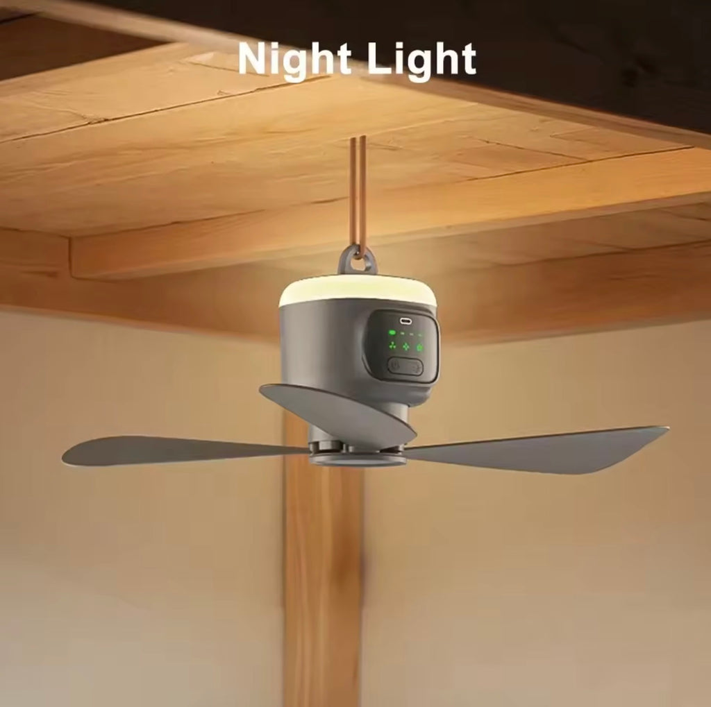 12000mAh High-Capacity Portable Outdoor Fan | Rechargeable Hanging Ceiling Fan for Camping & Patios