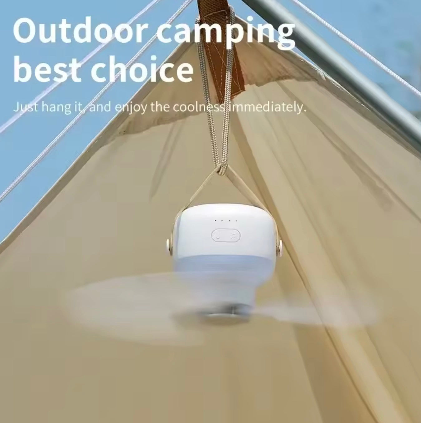 Portable Camping Ceiling Fan with LED Light | USB Rechargeable Tent Hanging Ventilator Fan for Outdoor Travel