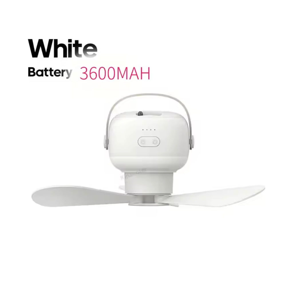 Portable Camping Ceiling Fan with LED Light | USB Rechargeable Tent Hanging Ventilator Fan for Outdoor Travel