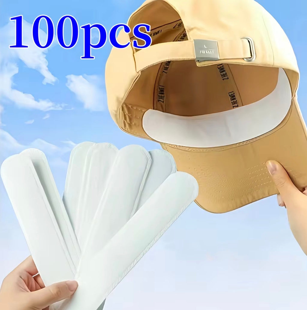 Disposable Hat Sweat Liner Guards | Self-Adhesive Cap Sweat Absorber Pads for Baseball Hats & Helmets