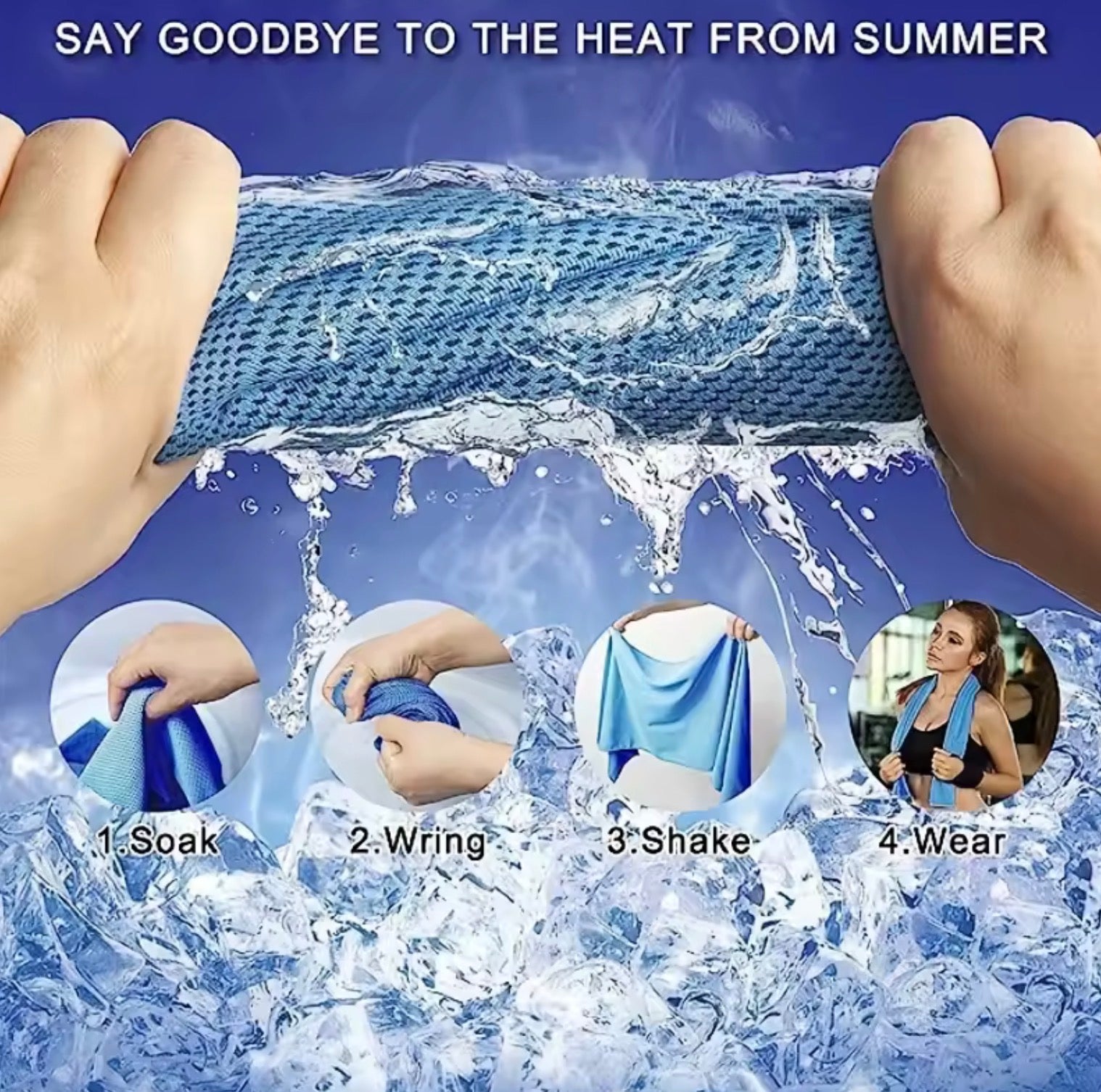 4-Pack Sports Cooling Towels (35.4 x 11.8 in) | Soft Breathable Instant Relief Chilling Wraps for Family Gym & Running