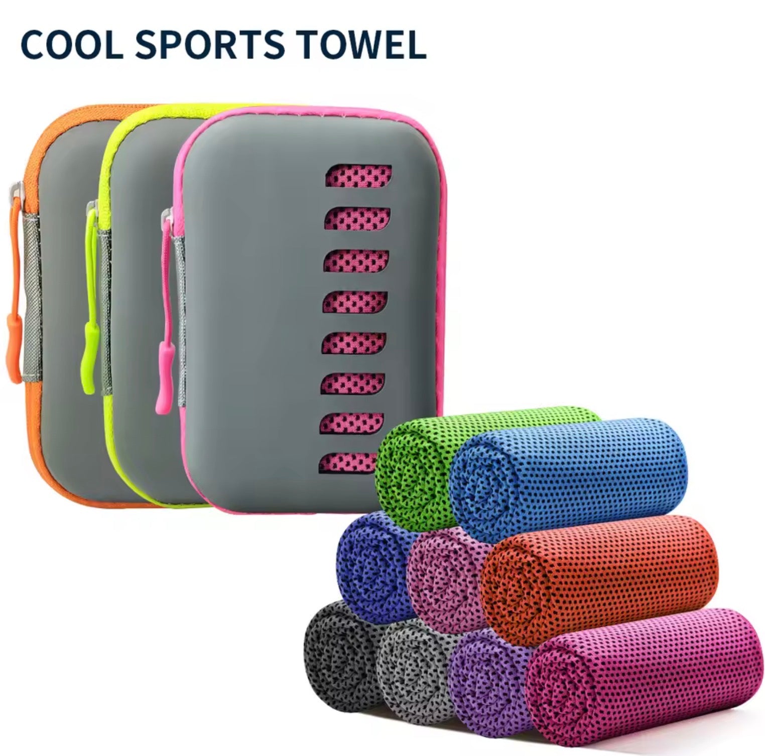 Cooling Travel Towel with Protective EVA Case | Compact Quick-Dry Ice Wrap for Gym, Hiking, and Yoga