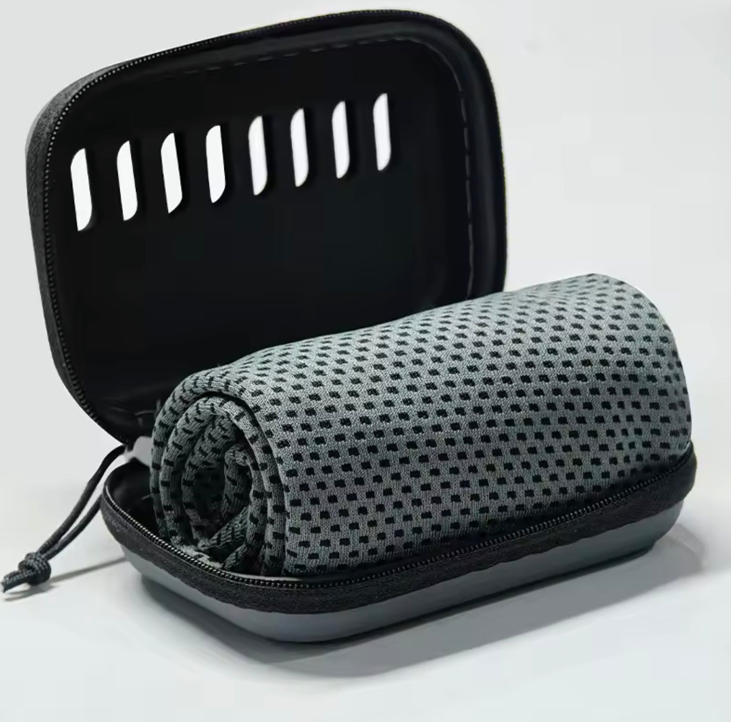 Cooling Travel Towel with Protective EVA Case | Compact Quick-Dry Ice Wrap for Gym, Hiking, and Yoga