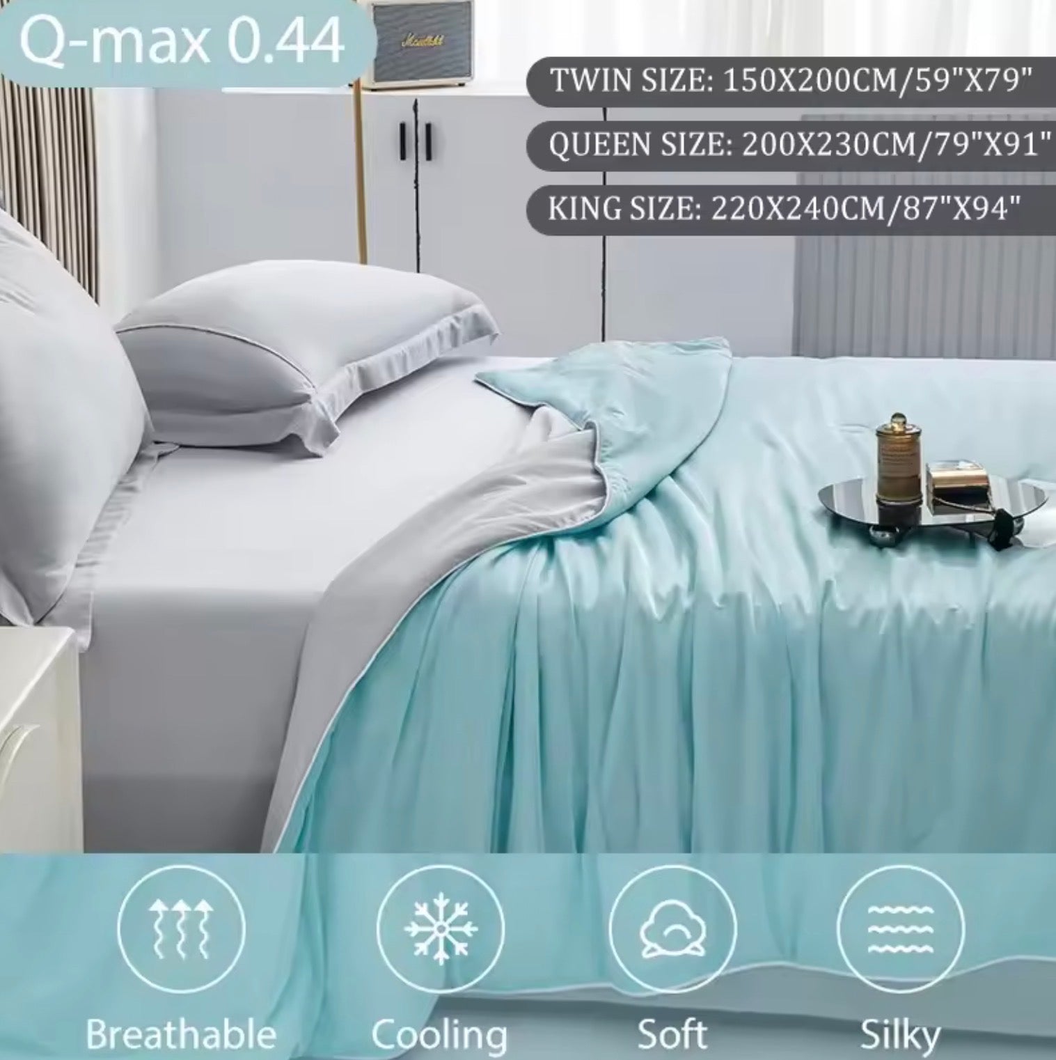 Ice Silk Cooling Summer Comforter | Lightweight Air-Conditioned Blanket for Hot Sleepers & Warm Weather