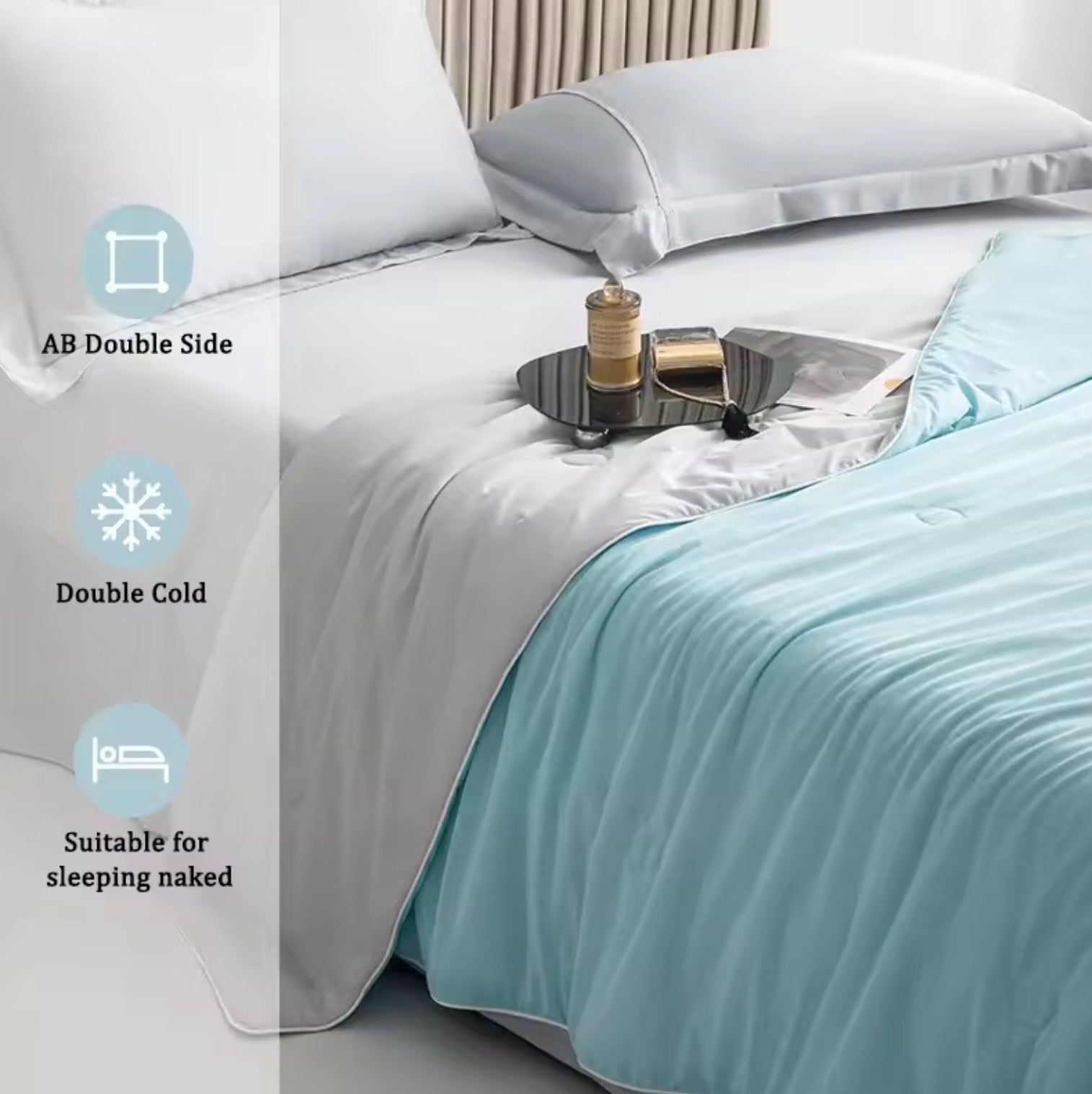Ice Silk Cooling Summer Comforter | Lightweight Air-Conditioned Blanket for Hot Sleepers & Warm Weather