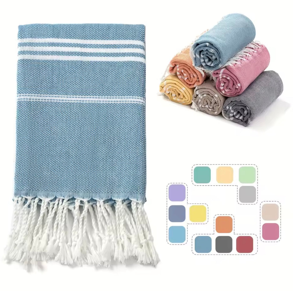 Premium Turkish Beach Towel (90x180cm) | Oversized Lightweight Cotton Towel for Sauna, Spa, Gym, and Travel