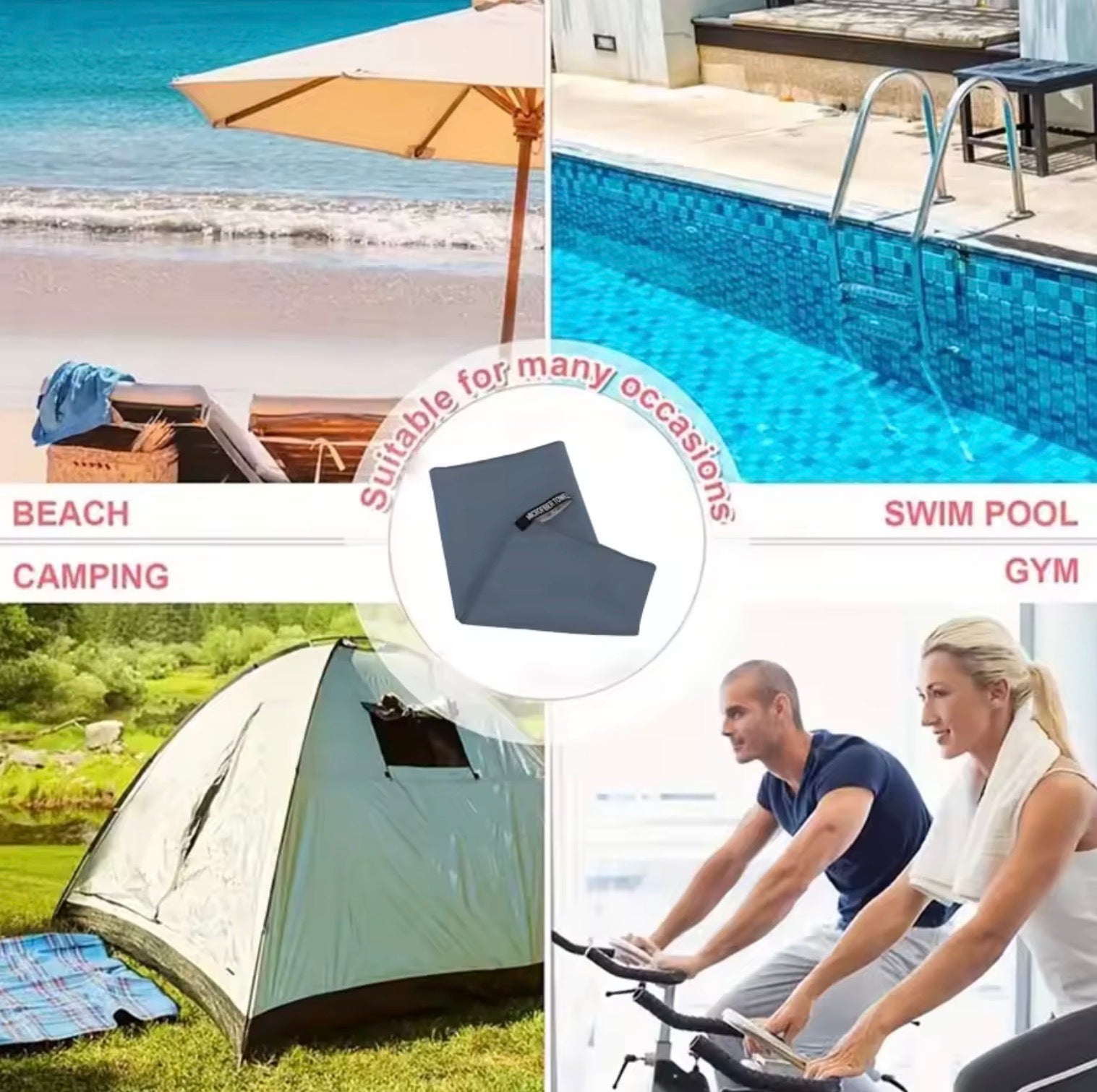 Quick-Dry Microfiber Beach Towel | Thick Sand-Free Travel Towel for Swimming, Pool, and Gym