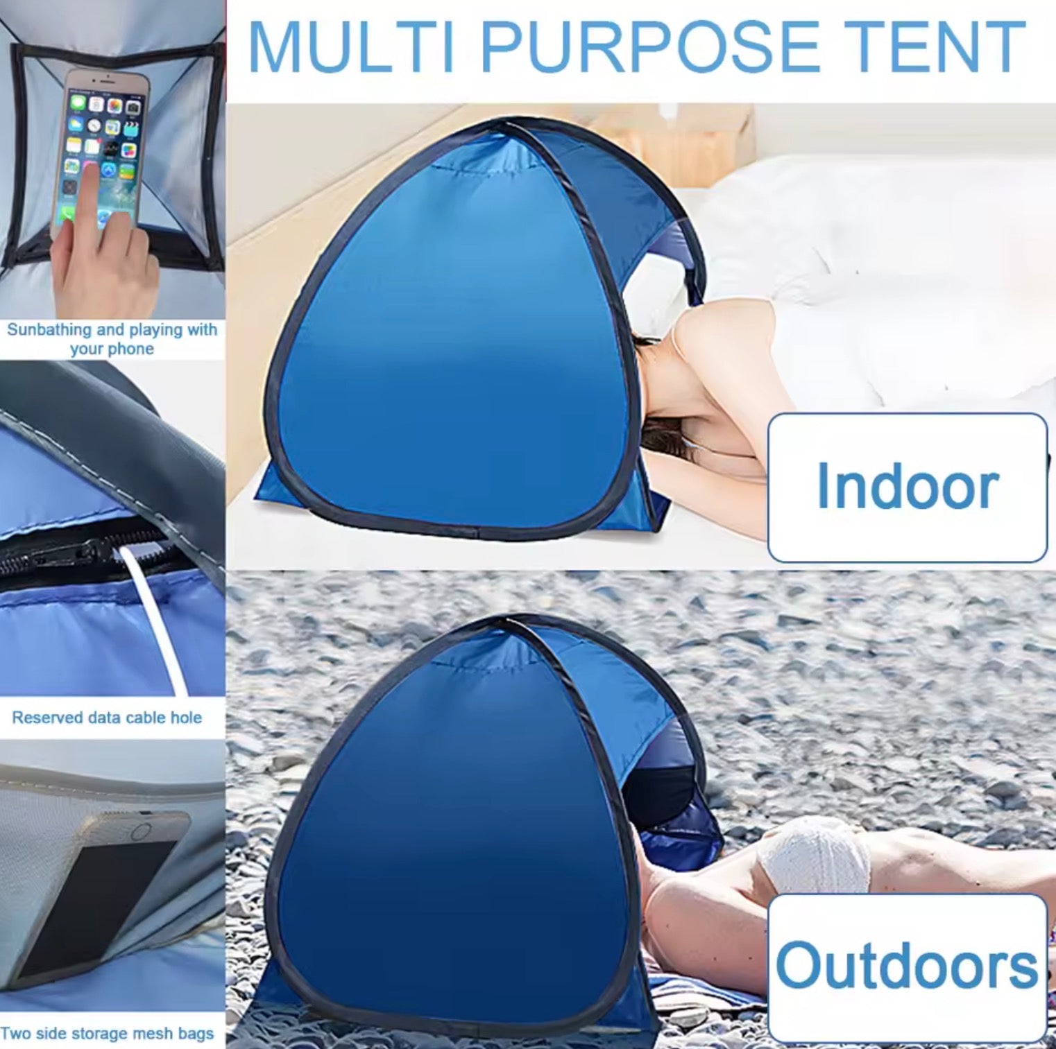Mini Portable Pop-Up Head Tent | Anti-UV Face Sun Shelter & Smartphone Shade Shield for Beach Sunbathing