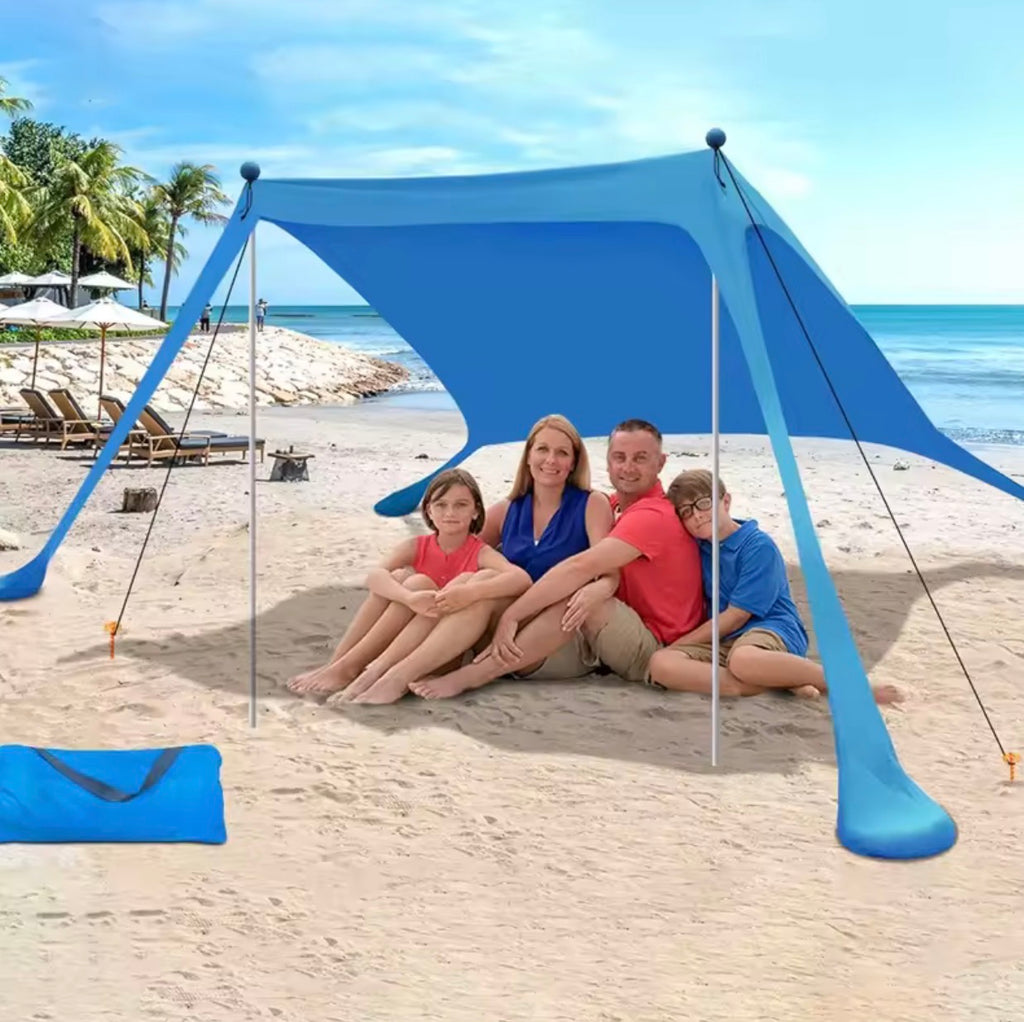 Portable Beach Awning Tent with UPF 50+ | Windproof All-in-One Sun Protection Canopy for Camping & Picnics