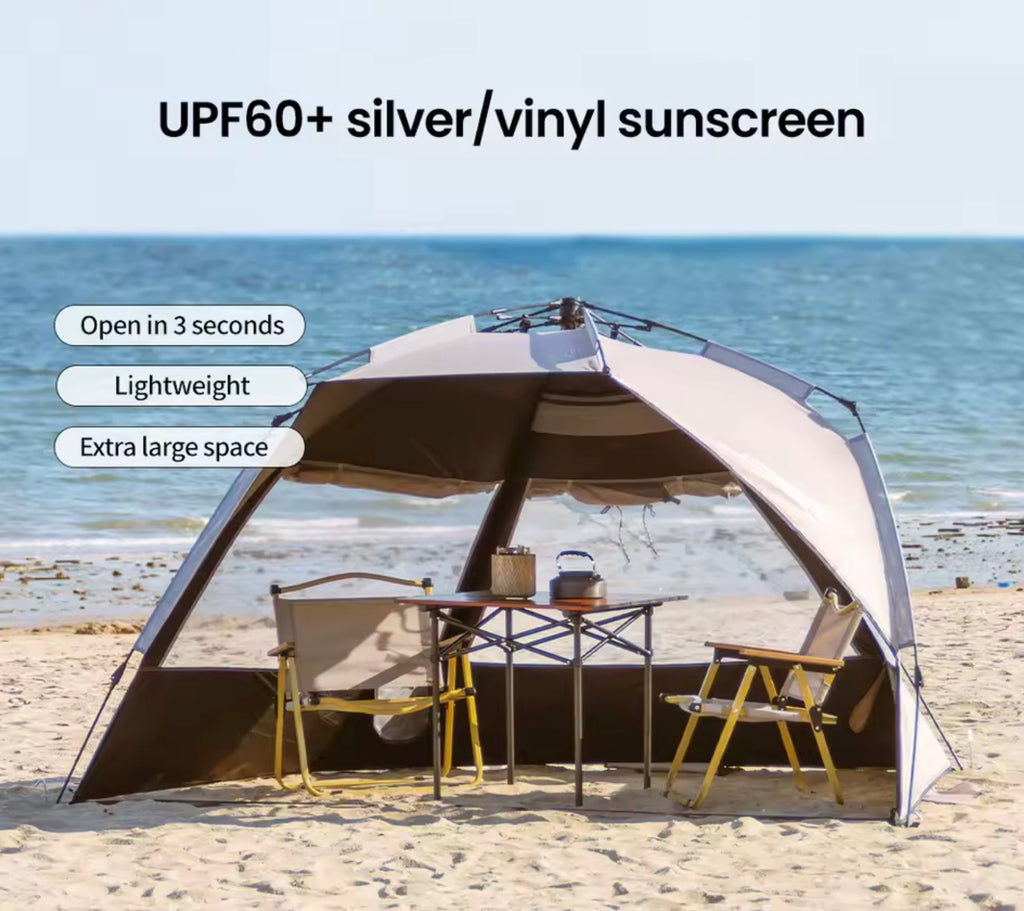3-4 Person Pop-Up Camping Tent | Automatic One-Touch Quick Opening Beach & Fishing Tent | Anti-UV Sun Shade