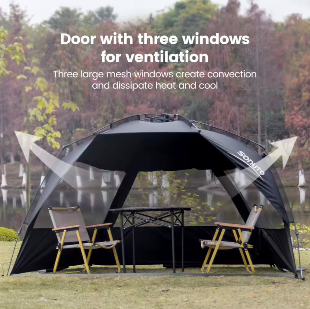 3-4 Person Pop-Up Camping Tent | Automatic One-Touch Quick Opening Beach & Fishing Tent | Anti-UV Sun Shade