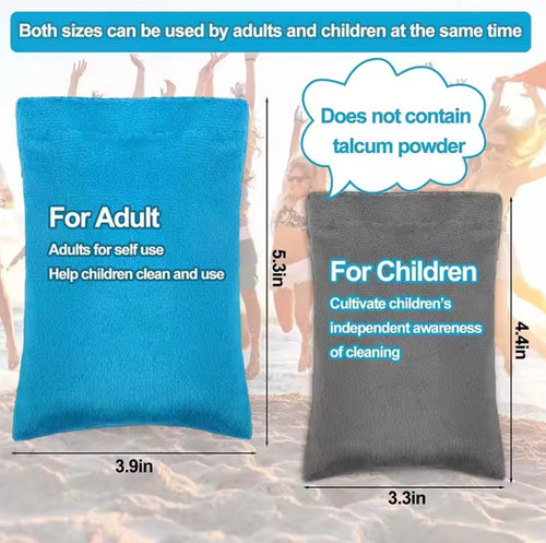 1pc Beach Sand Removal Bag & Powder Pouch | Gentle Sand Eraser Brush for Beach, Camping, and Sunbathing