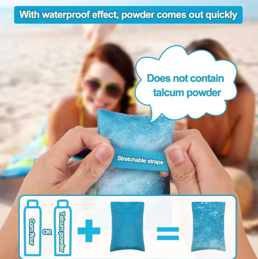 1pc Beach Sand Removal Bag & Powder Pouch | Gentle Sand Eraser Brush for Beach, Camping, and Sunbathing
