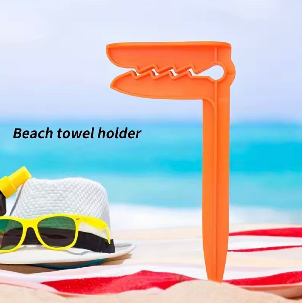 Windproof Beach Towel & Mat Holders | 4-Pack Heavy Duty Plastic Stakes for Picnic Mats, Camping Tents, and Blankets