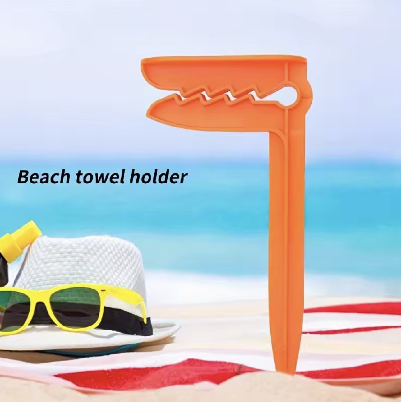 Windproof Beach Towel & Mat Holders | 4-Pack Heavy Duty Plastic Stakes for Picnic Mats, Camping Tents, and Blankets