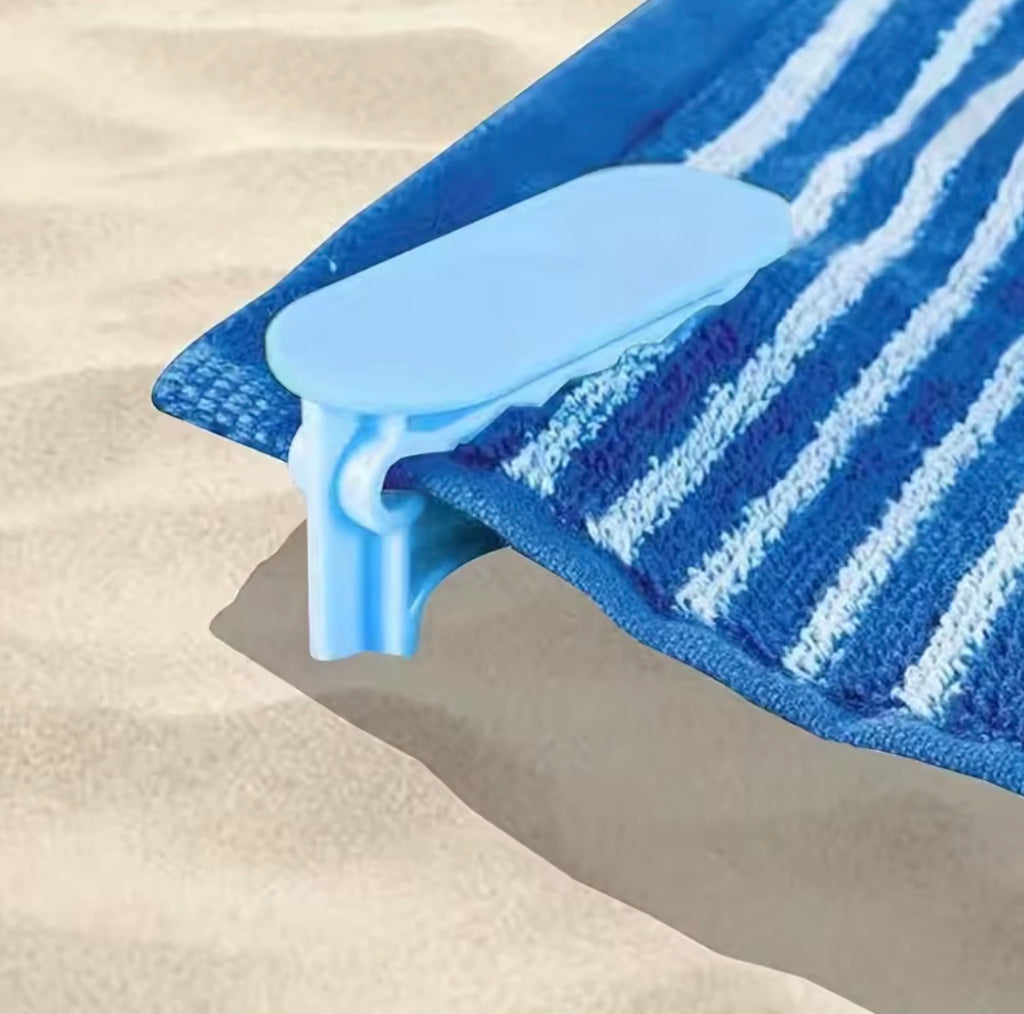Windproof Beach Towel & Mat Holders | 4-Pack Heavy Duty Plastic Stakes for Picnic Mats, Camping Tents, and Blankets