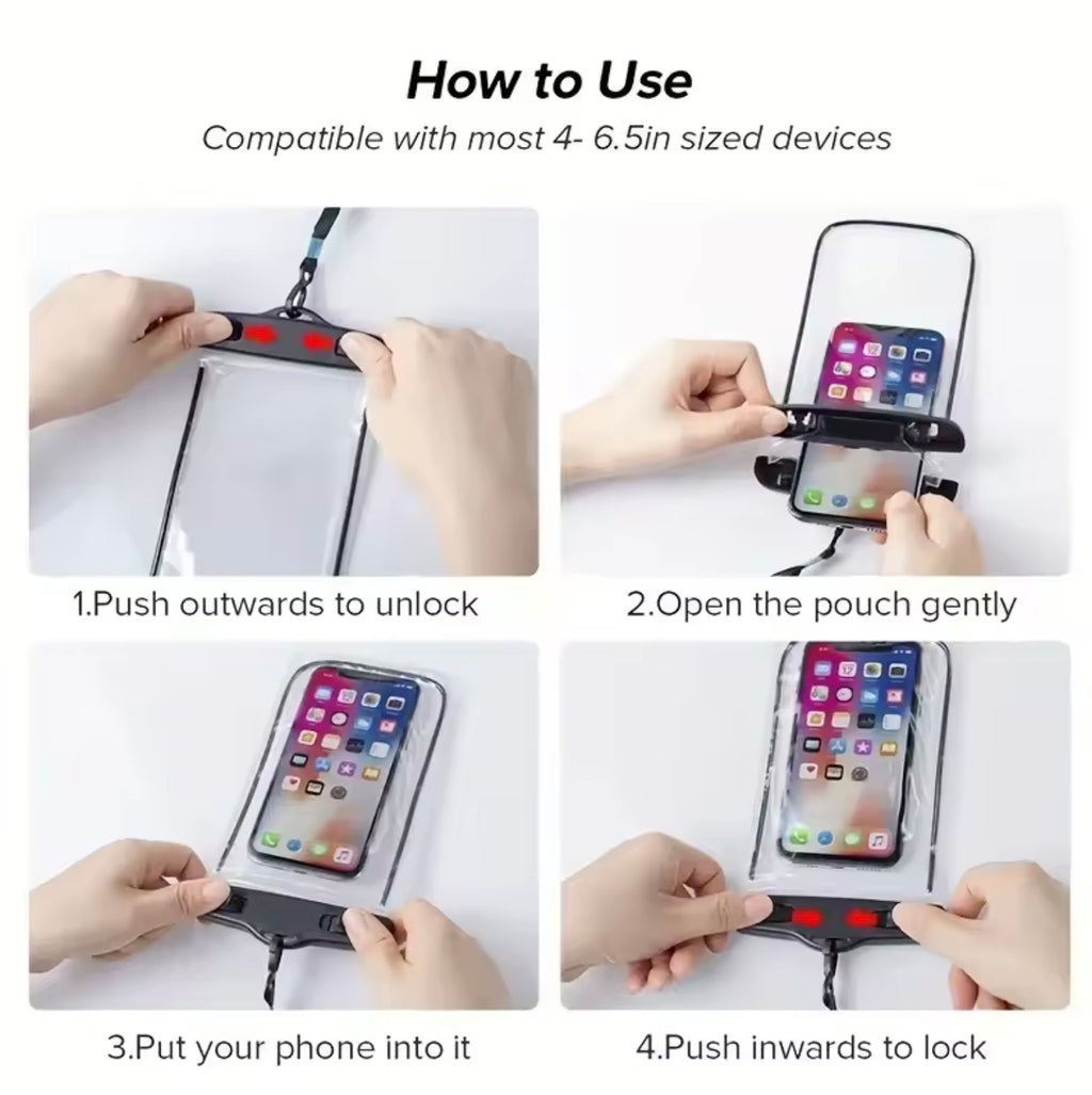 Universal Waterproof Phone Pouch | Fits iPhone & Samsung up to 6.7" | Heavy Duty Underwater Case for Swimming & Beach