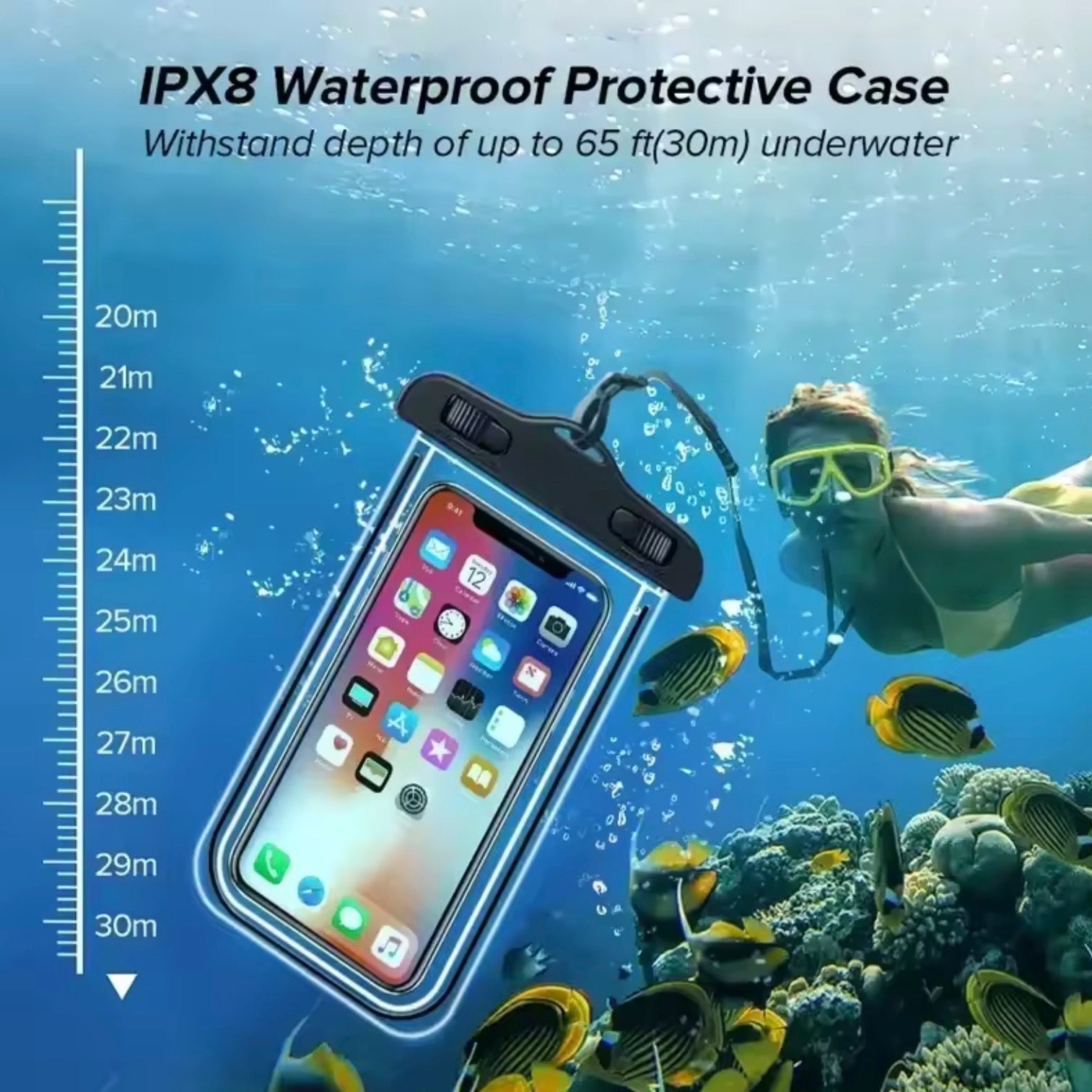 Universal Waterproof Phone Pouch | Fits iPhone & Samsung up to 6.7" | Heavy Duty Underwater Case for Swimming & Beach