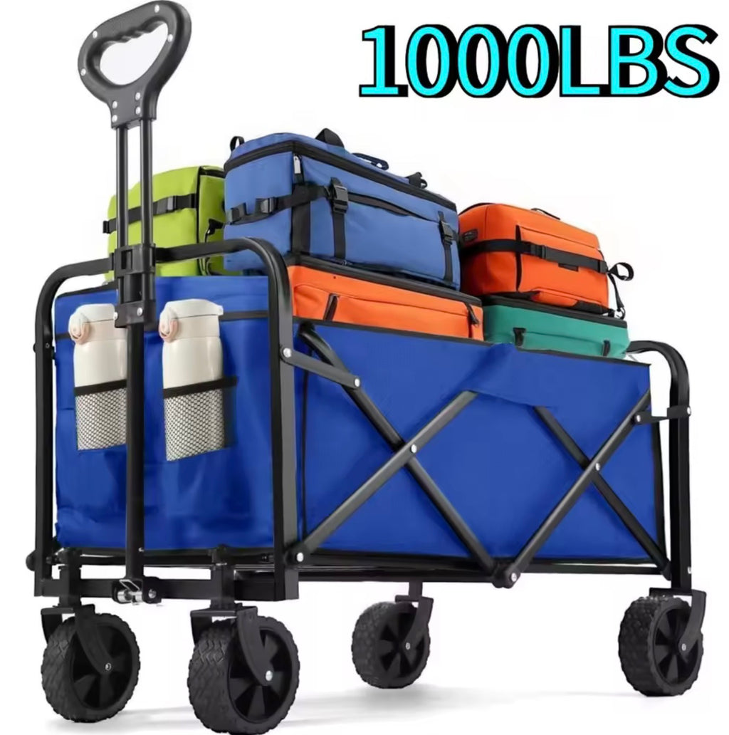 Collapsible Heavy-Duty Beach Wagon | Foldable All-Terrain Utility Cart with Big Wheels for Camping, Groceries, & Gear