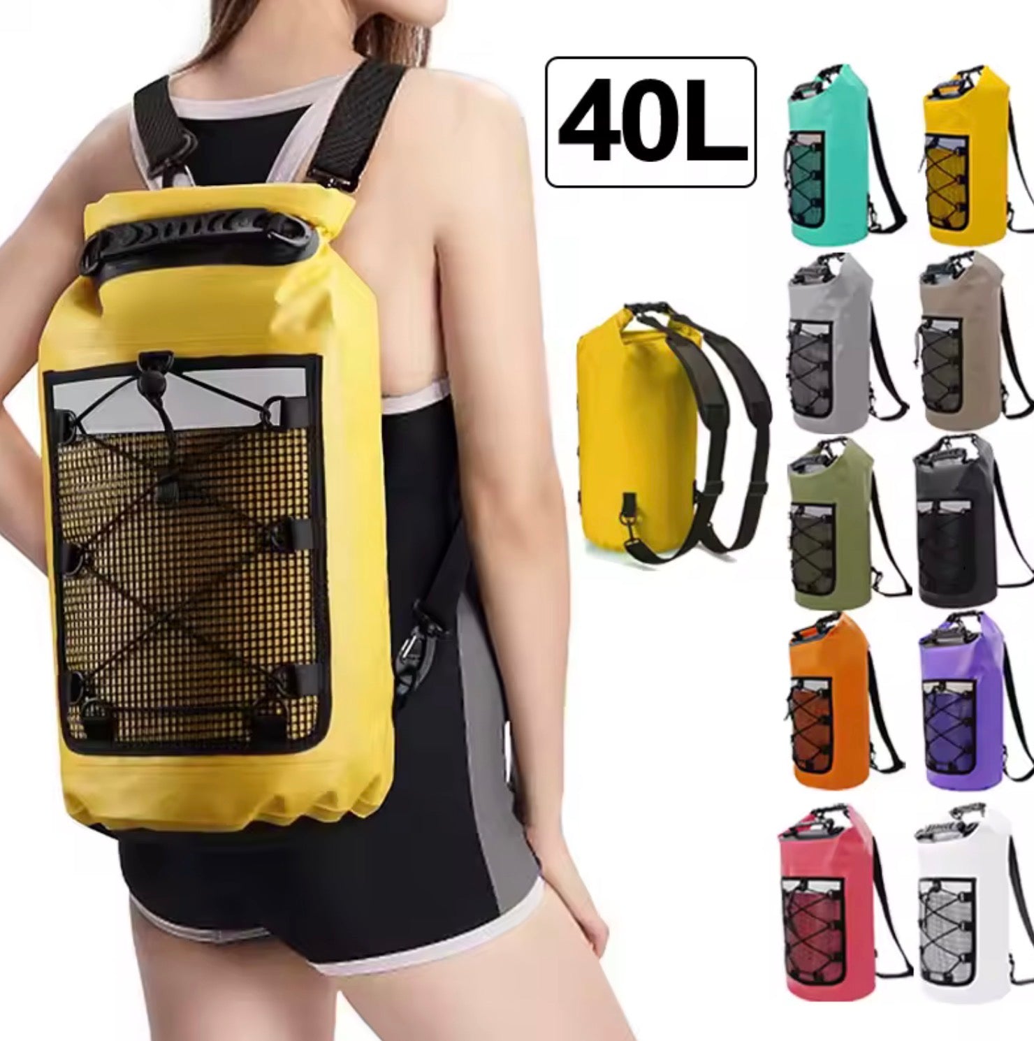 40L Heavy Duty Waterproof Floating Dry Bag | Large Roll-Top Backpack for Kayaking, Boating, & Beach Gear