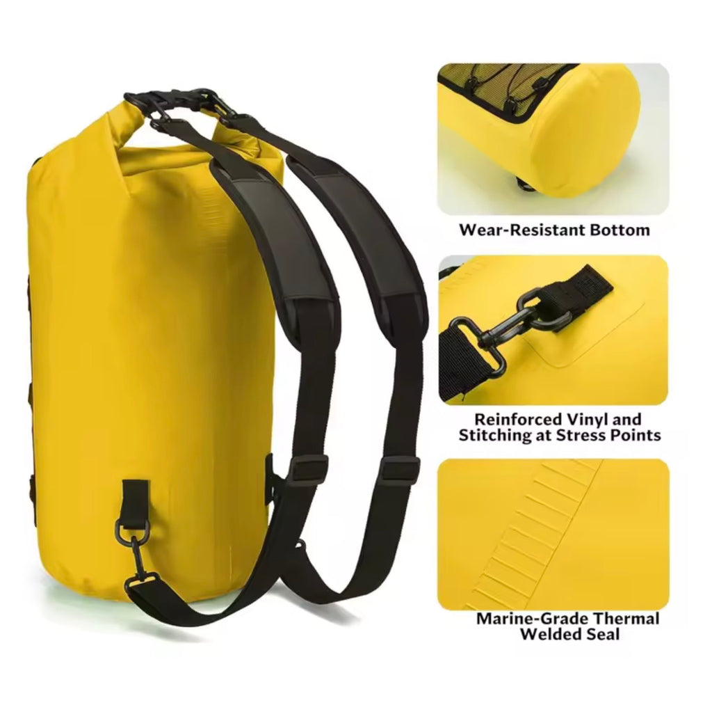 40L Heavy Duty Waterproof Floating Dry Bag | Large Roll-Top Backpack for Kayaking, Boating, & Beach Gear