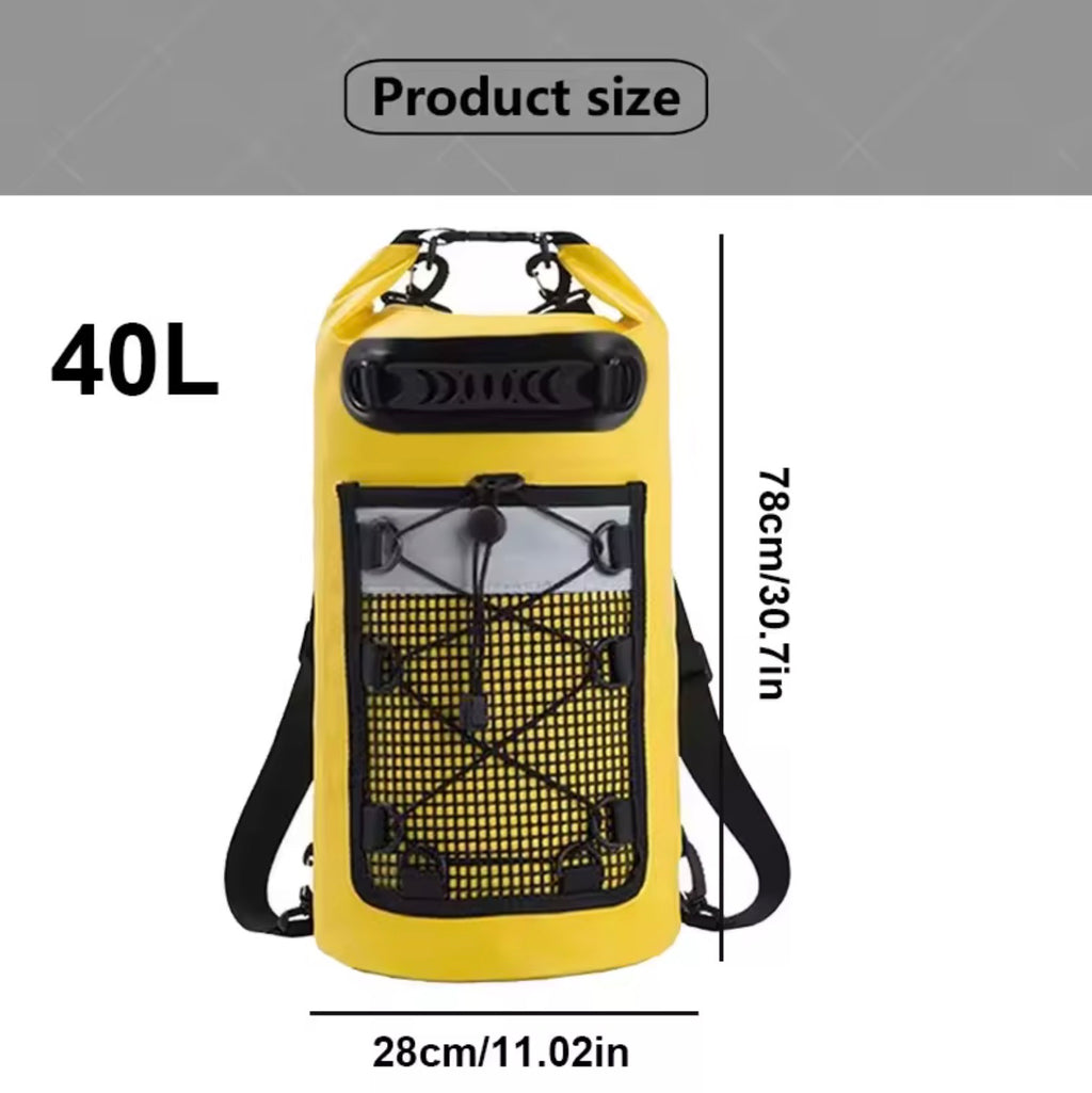 40L Heavy Duty Waterproof Floating Dry Bag | Large Roll-Top Backpack for Kayaking, Boating, & Beach Gear